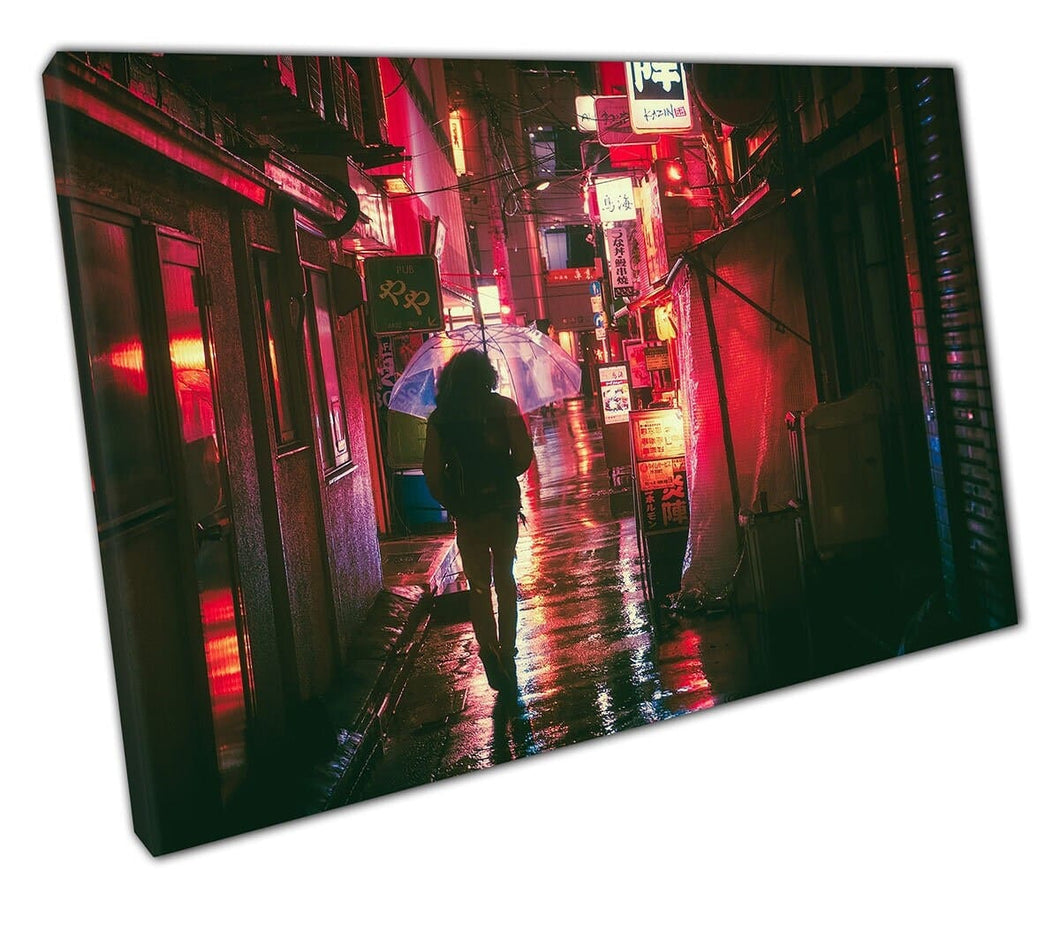 Canvas print Red City Street Wall Art Klaar om afdrukken canvas afdrukken op te hangen