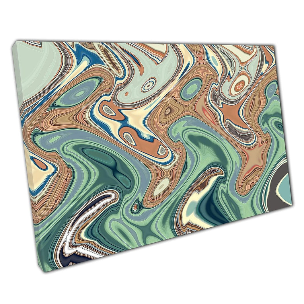 Kleurrijk psychedelisch vrij stromende wervelende marmering hedendaagse kunstwerken muurkunst print op canvas gemonteerde canvas print