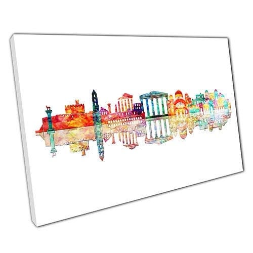 Print on Canvas watercolour Landmarks GREECE skyline framed Wall Art Print Mounted Canvas print