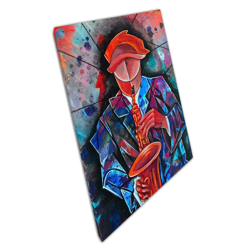 Kubistisch surrealisme grunge muzikant abstract schilderij stijl moderne hedendaagse muur kunst print op canvas gemonteerde canvas print