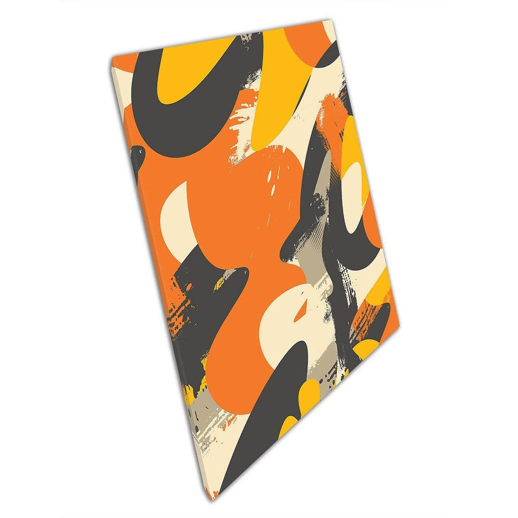 Urban Abstract Wavy Orange Giallo Black Black Vibrant Contrastante Digital Digital Art Art Print su tela di tela Stampa di tela montata
