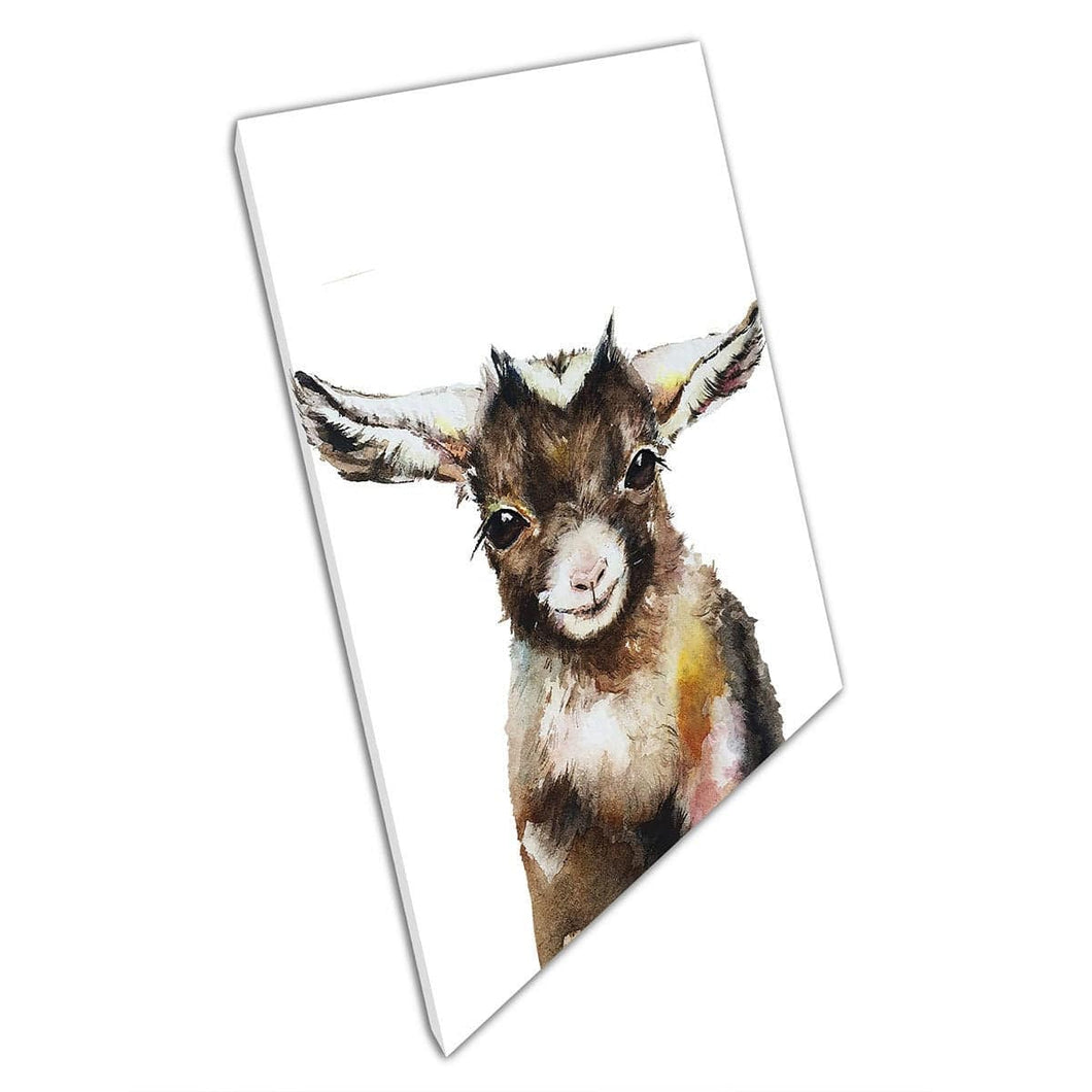 Schattige baby geit Kid boerderij dieren aquarel schilderij muur kunst print op canvas gemonteerde canvas print