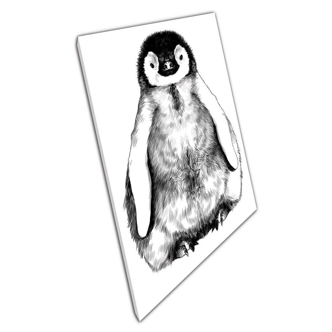 Piccolo bambino in bianco e nero soffice pinguino pulcino stile schizzo illustrazione arte wall art stampare su tela tela stampata stampa