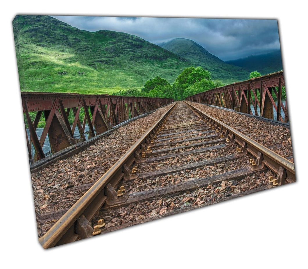 Canvas print treinbaan muurwand kunst klaar om op te hangen print gemonteerde canvas print