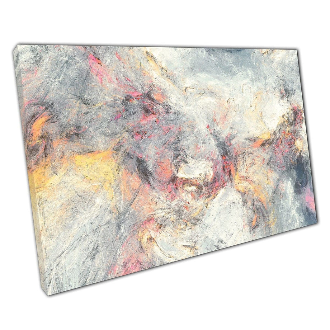 Swirling Marbling Style Pattern Grey Pink Gold Abstract Artistic Paint Ink Splashing Wall Art Print On Canvas Mounted Canvas print