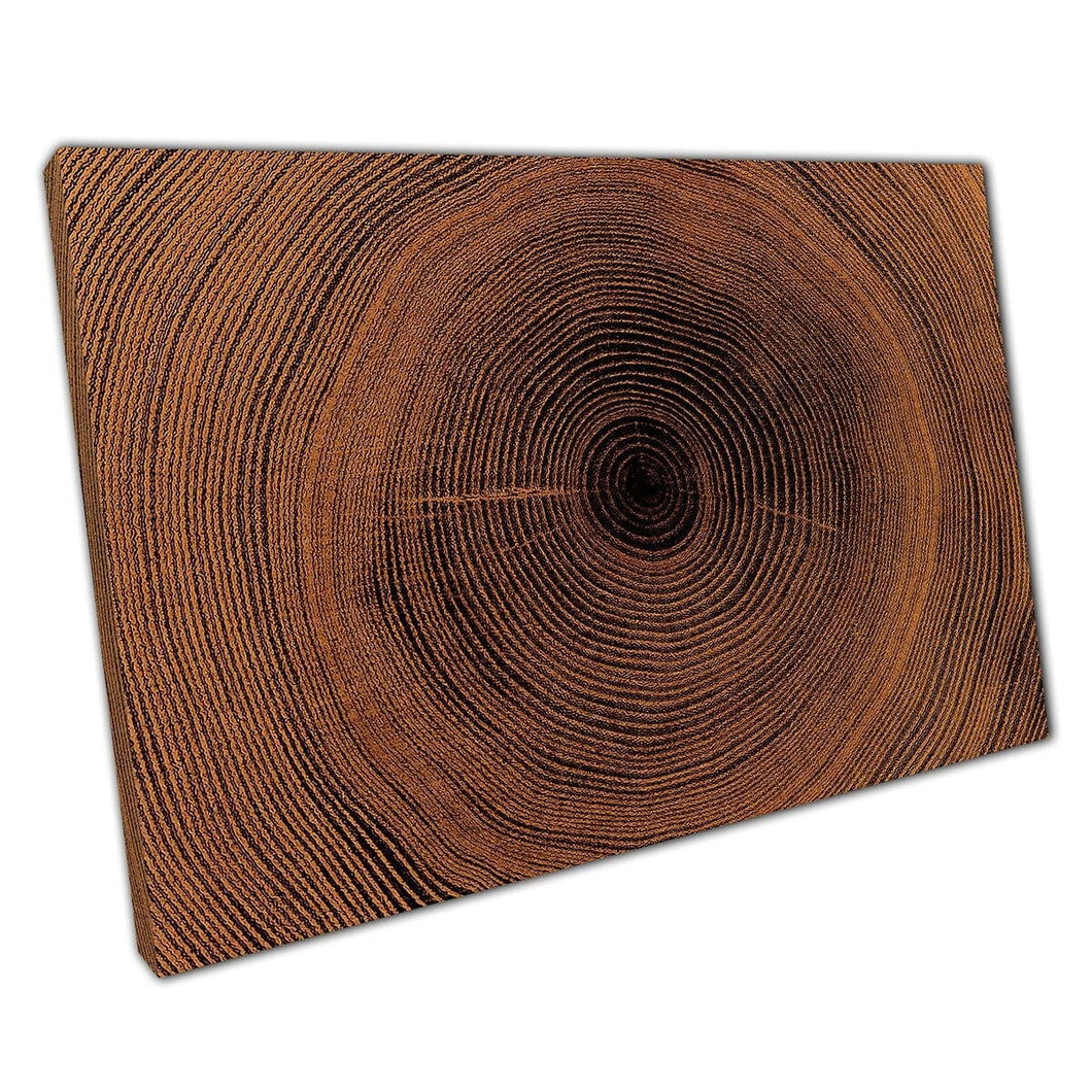 Inner Tree Rings Wooden Oak Tree Trunk Stump Detailed Brown Orange Tones Wood Grain Wall Art Print On Canvas Mounted Canvas print