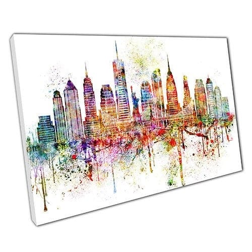 Afdrukken op canvas kleurrijke skyline bezienswaardigheden New York usa muur kunst print gemonteerd canvas print