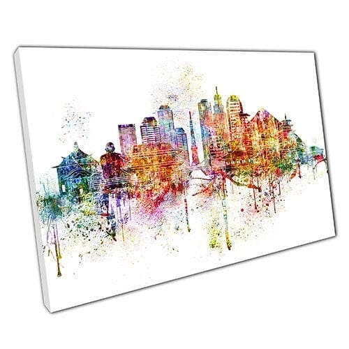 Afdrukken op canvas kleurrijke skyline bezienswaardigheden Japan muurkunst print gemonteerd canvas print