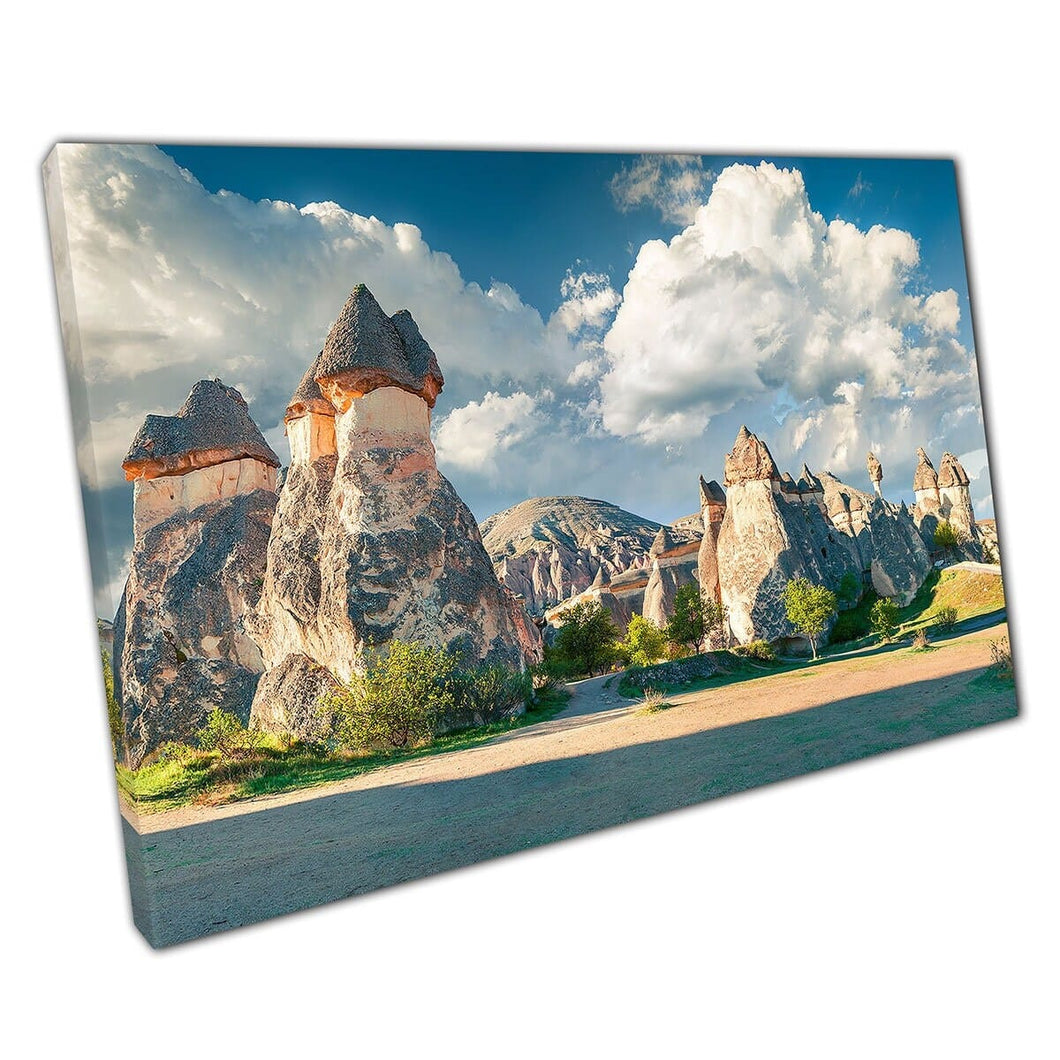 Impressive Sandstone Rock Formations Nevsehir Province Anatolia Region Of Turkey Wall Art Print On Canvas Mounted Canvas print