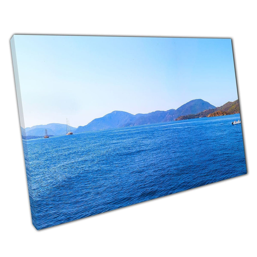 Splendido calmante panoramico nautico marino isole e montagne stampe d'arte murale mediterranea su tela di tela