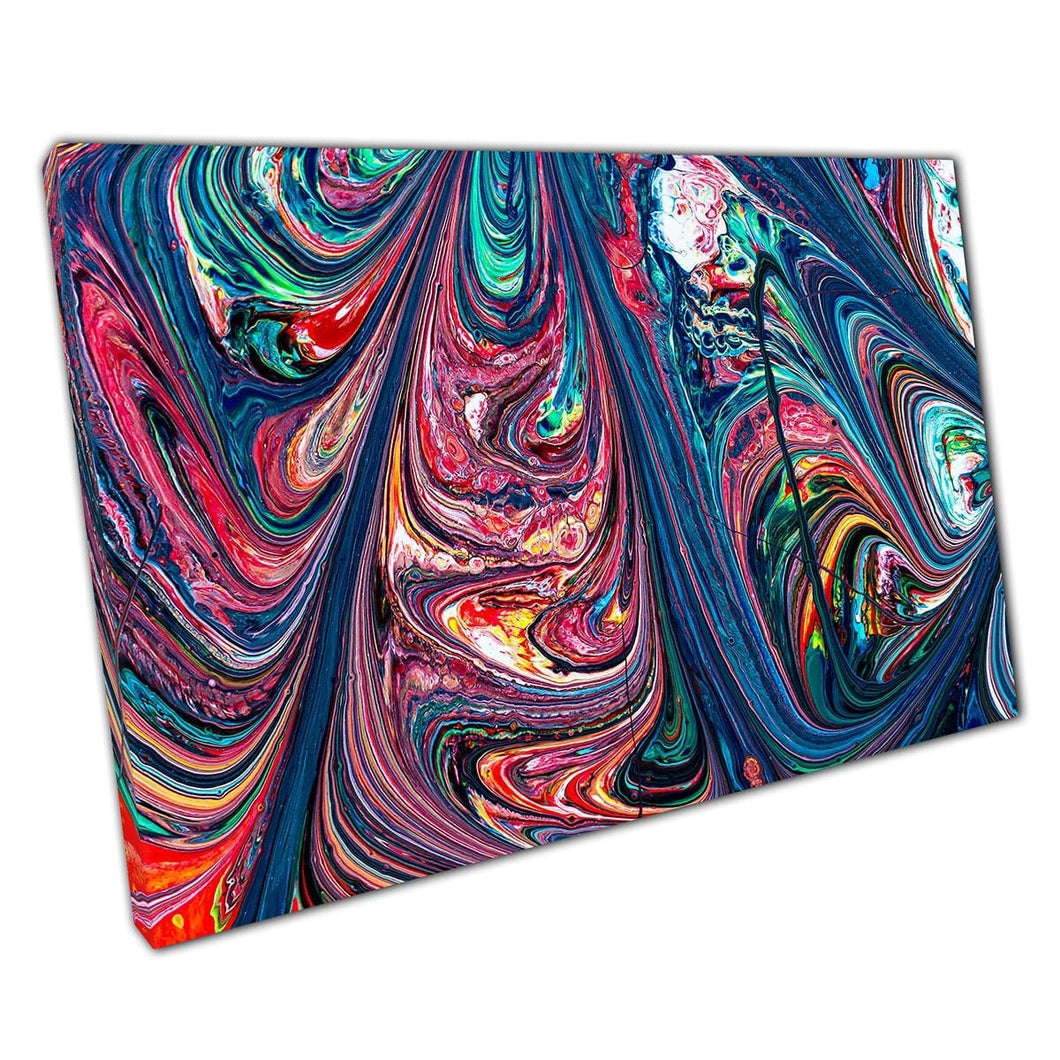 Beautiful Rainbow Free Flowing Marbling Swirling Paint Style Abstract Contemporary Wall Art Print On Canvas Mounted Canvas print