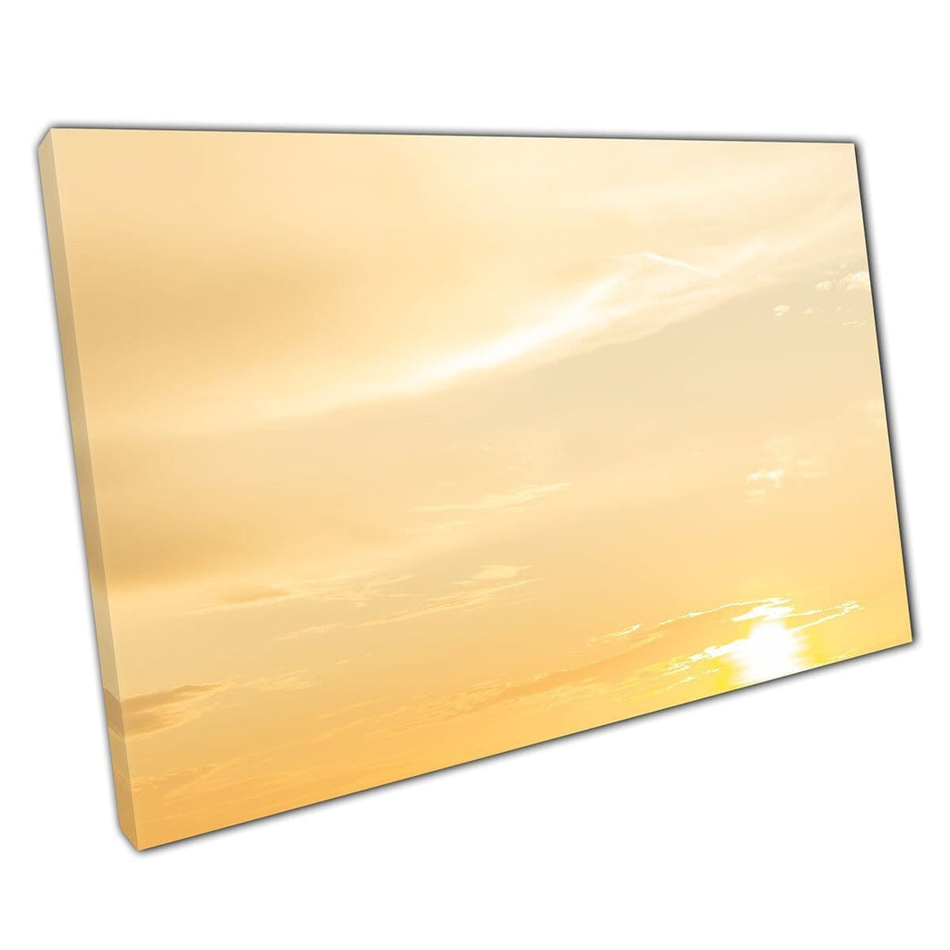 Rustig kalmerende warme bewolkte tonen van oranje zonsondergang zonsopgang Sky Photography Wall Art Print op canvas gemonteerde canvas print