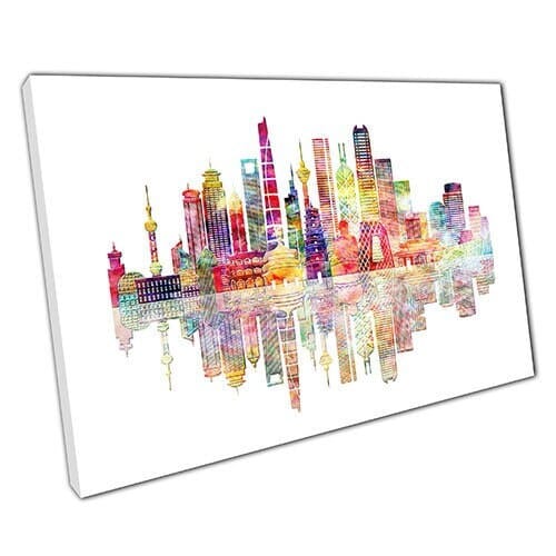 Print on Canvas Colourful Landmarks CHINA skyline framed Wall Art Print Mounted Canvas print