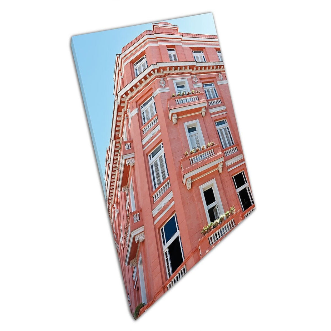 Hotel Ambos Mundos Fantastic Stunning Art Deco Inspired Architecture Wall Art Print On Canvas Mounted Canvas print