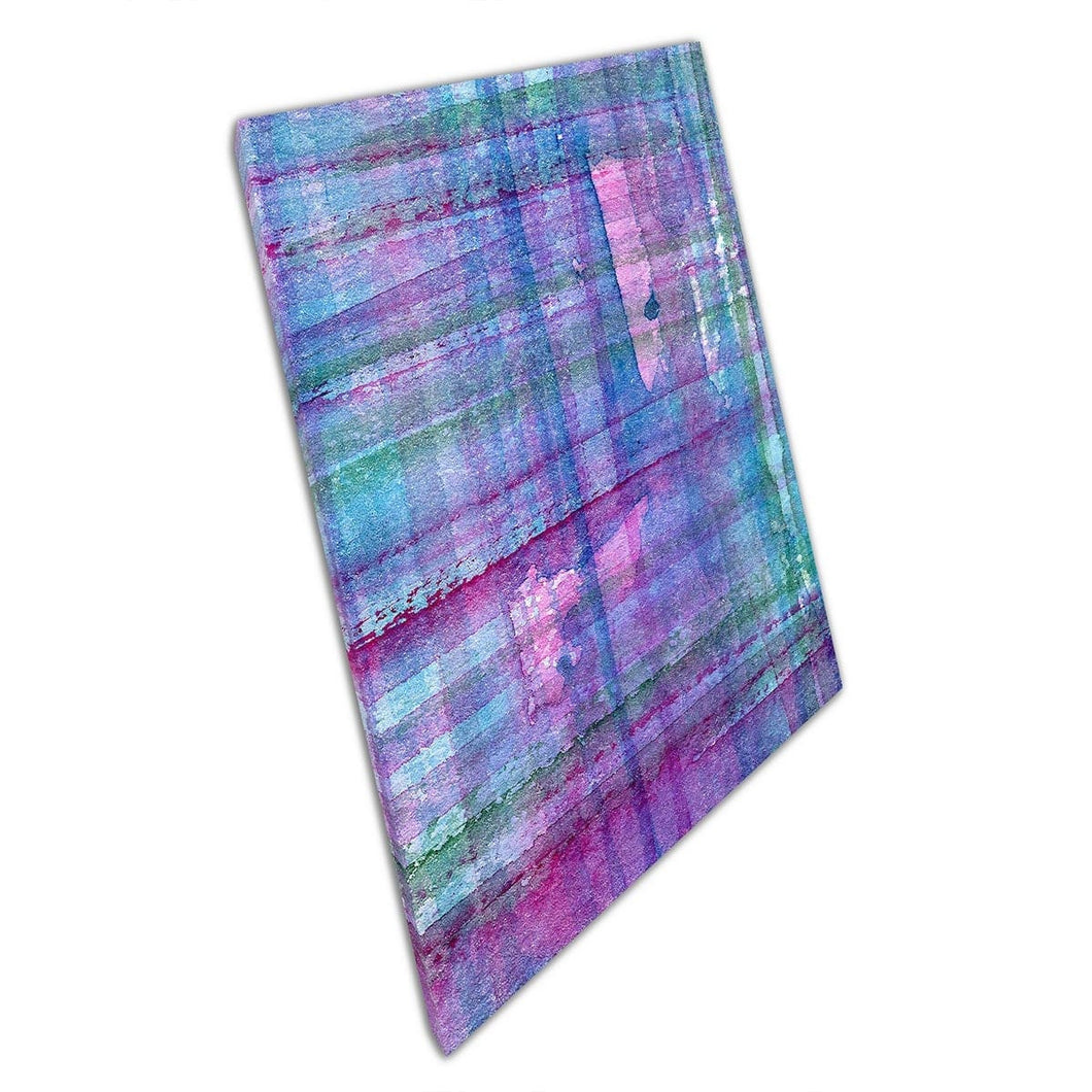 Abstract Blue Pink Watercolour Brush Stroke Linear Contemporary Modern Artwork Wall Art Print On Canvas Mounted Canvas print