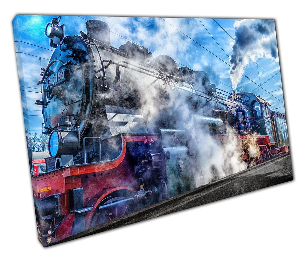 Canvas print stoomtrein muur kunst klaar om afdrukken canvas print te hangen