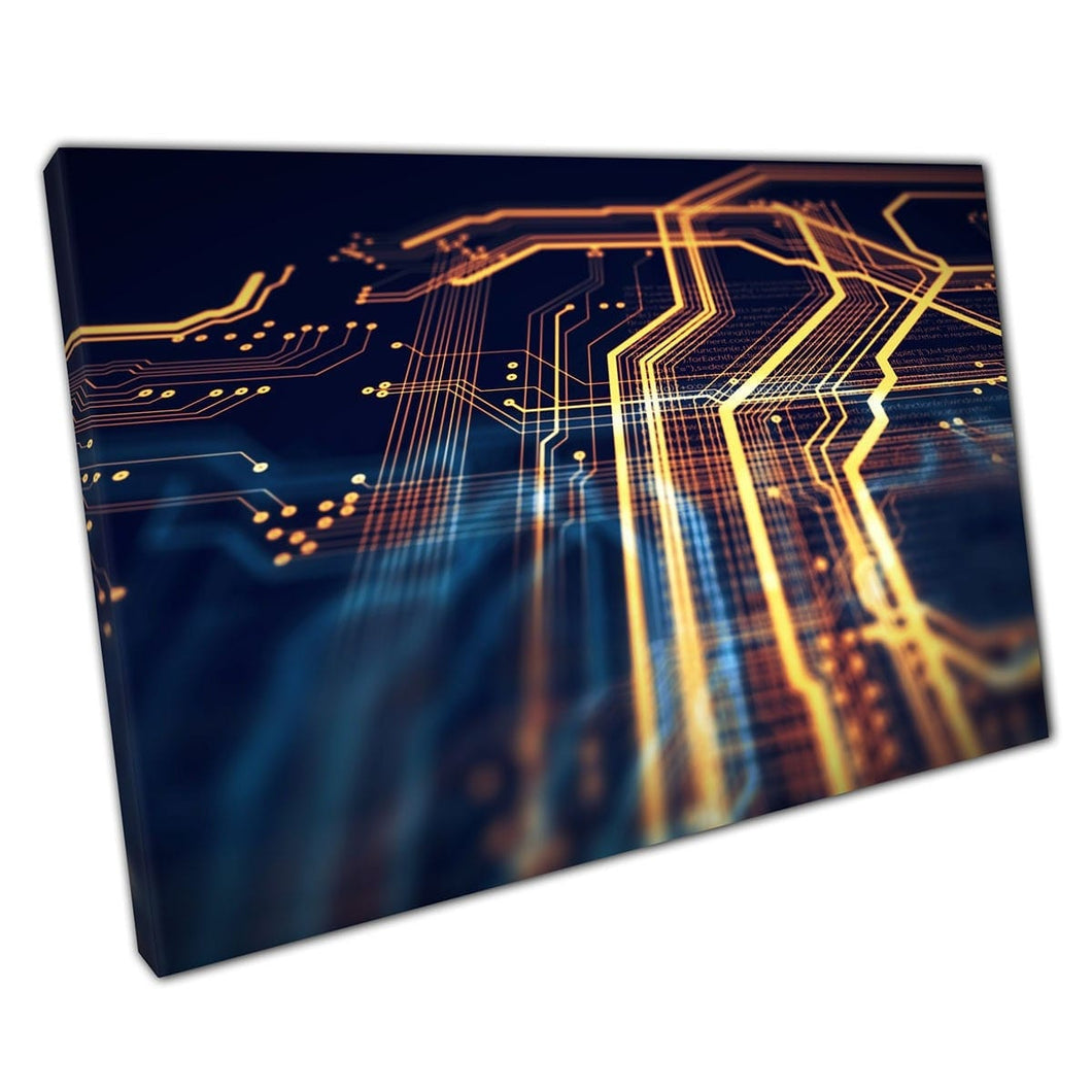 Cirtual Board Technology geïnspireerde elektronische futuristisch patroon digitale illustratie muurkunst print op canvas gemonteerde canvas print