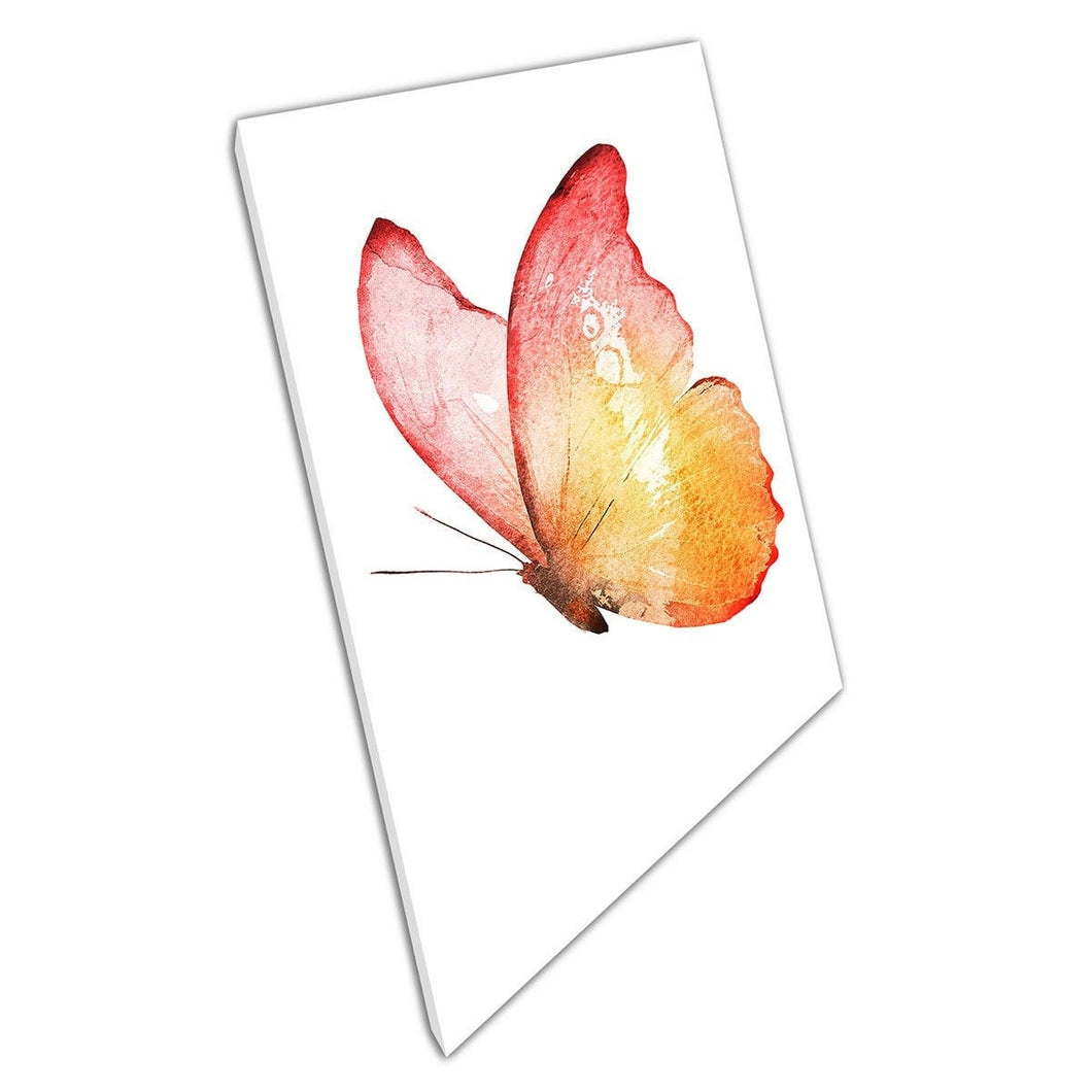 Beautiful Minimalist Red Orange Butterfly Watercolour Painting Wall Art Print On Canvas Mounted Canvas print