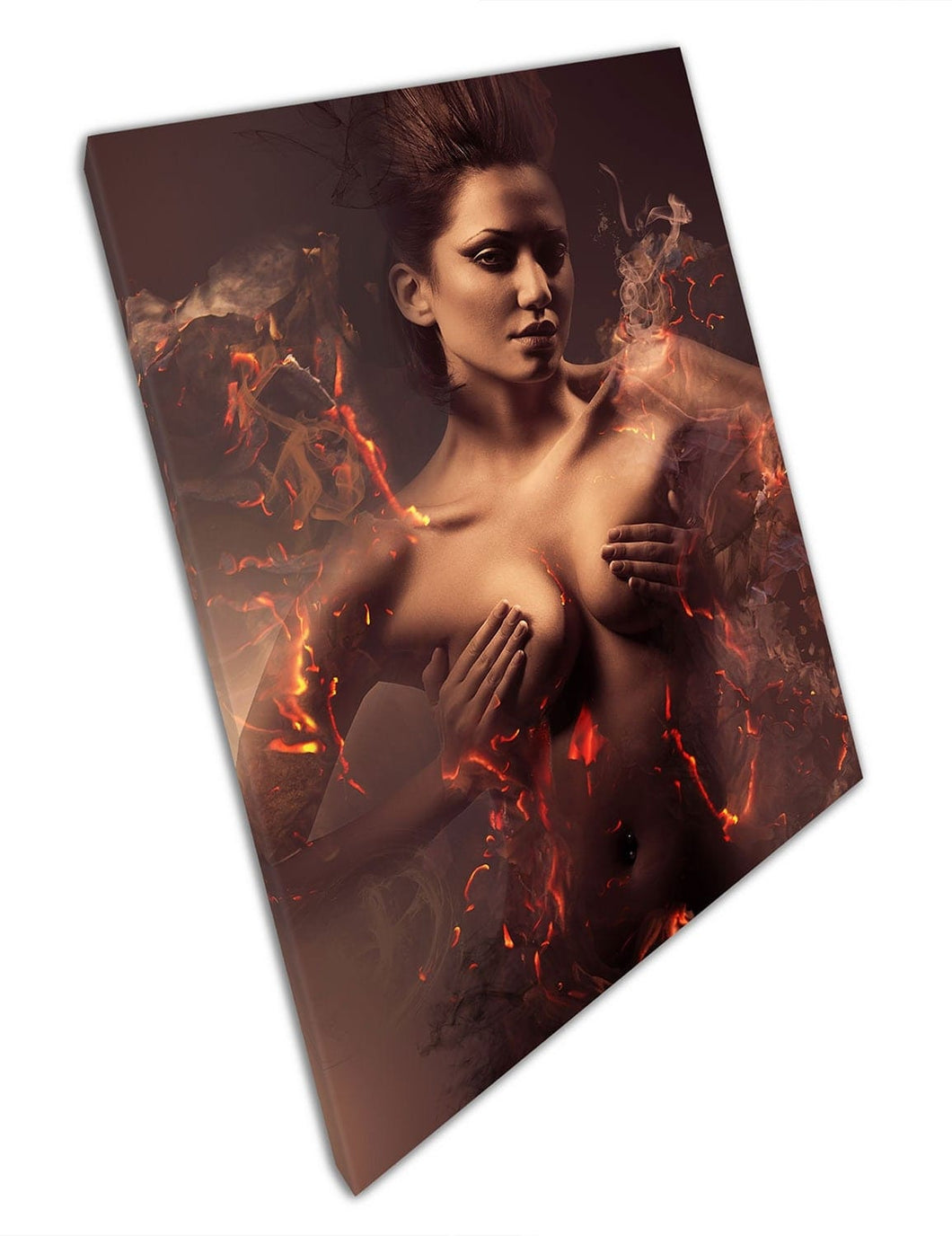 red Burning Erotic sexy beautiful Lady Woman Art Ready to Hang Canvas Wall Art Print Mounted Canvas print