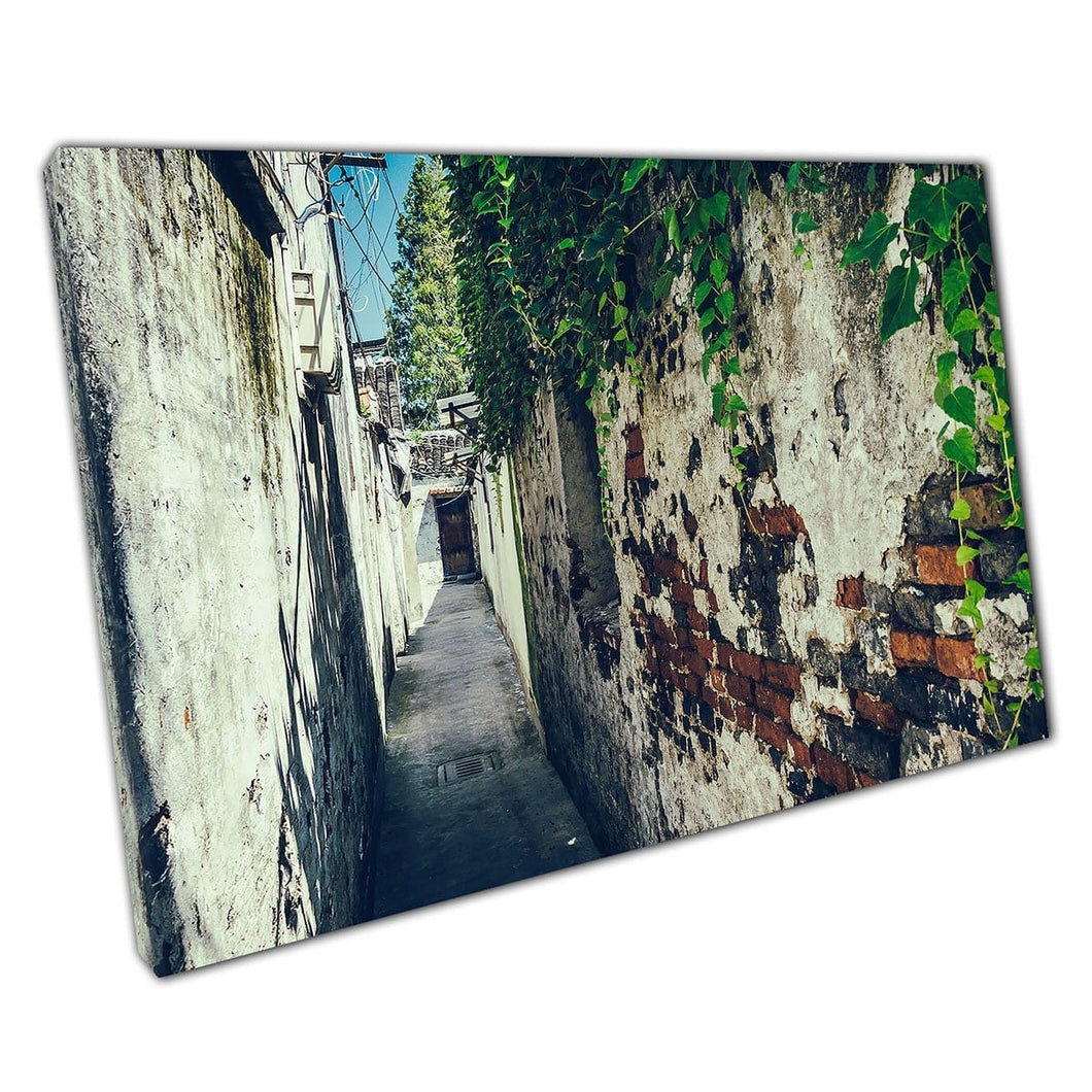Backstreet Cityscape Xldi Anhui China Exposed Brick Old Style Road Wall Art Print On Canvas Mounted Canvas print