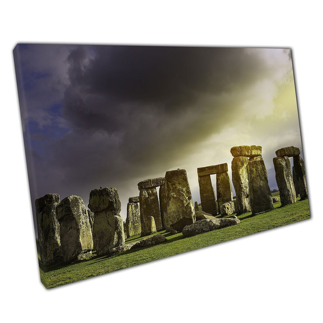 Stonehenge prehistorisch monument Amesbury Wiltshire UK Handmark Wall Art Print op canvas gemonteerde canvas print
