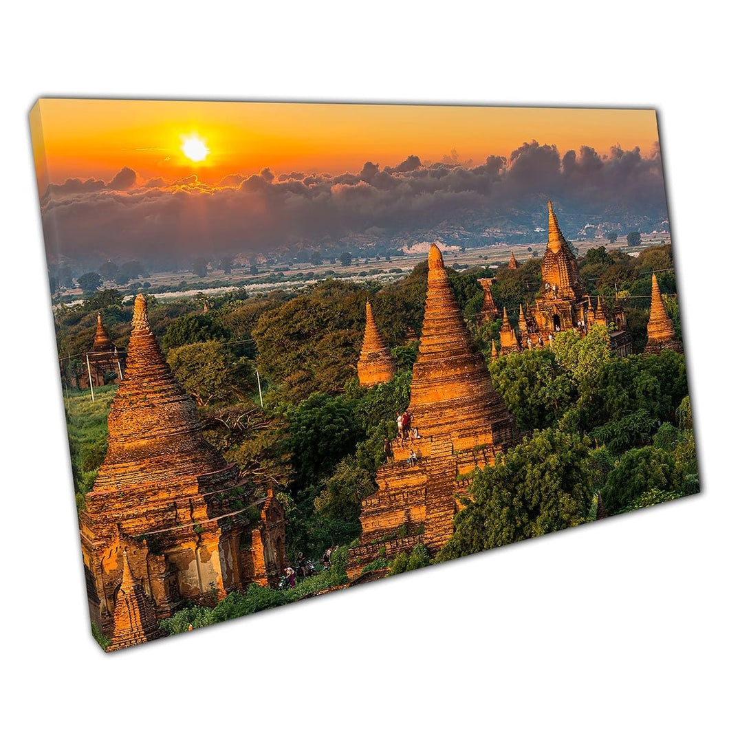 Bagan Ancient Archaeology Ananda Temple At Sunset Mandalay Myanmar Heritage Landmarks Wall Art Print On Canvas Mounted Canvas print