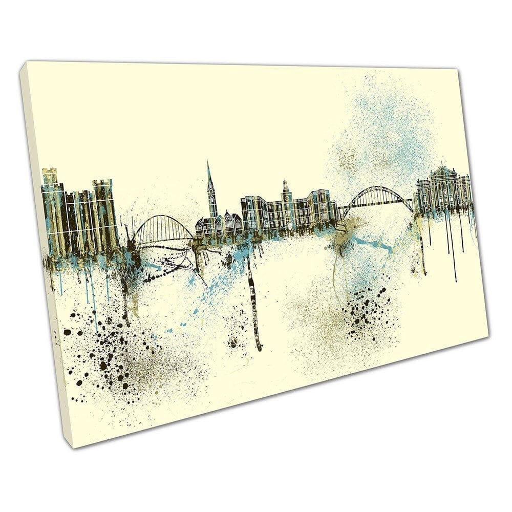 Pinytly City of Newcastle Landmarks Inghilterra Spray Paint Tela Art Art Stampa tela montato in tela montato