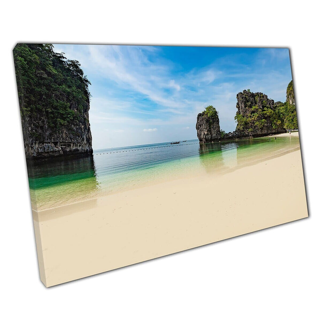 Calm turquoise zeegezieners enaman zee wit zandstrand Koh Hong Island Krabi Thailand Wall Art Print op canvas gemonteerde canvas print