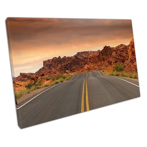 Print on Canvas Route 66 Open Road Canvas Wall Art Ready To Hang Print Mounted Canvas print