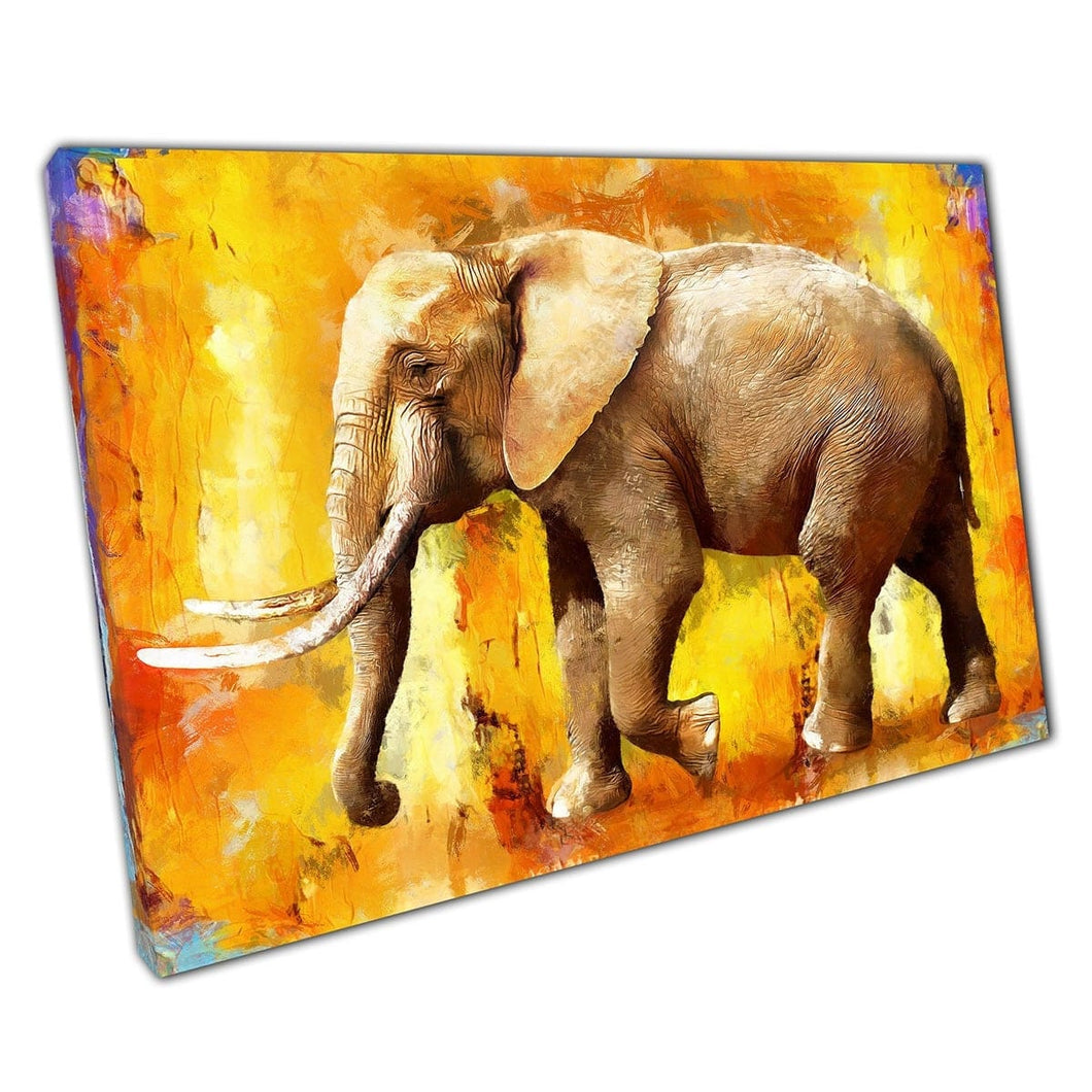 Reizende olifant abstract moderne textureerde olieverfstijl wilde dier kleurrijke muurkunst print op canvas gemonteerde canvas print