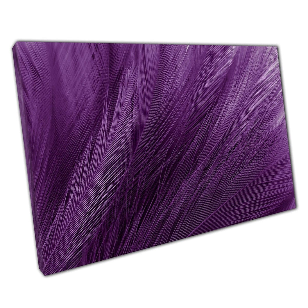 Diep rijke glamoureuze luxueuze paarse zachte veertextuur close -up fotografie muurkunst print op canvas gemonteerde canvas print