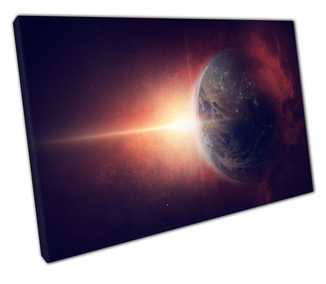Stampa su tela Sun Star Planet Earth Wall Art Pronto da appoggiare in tela montata