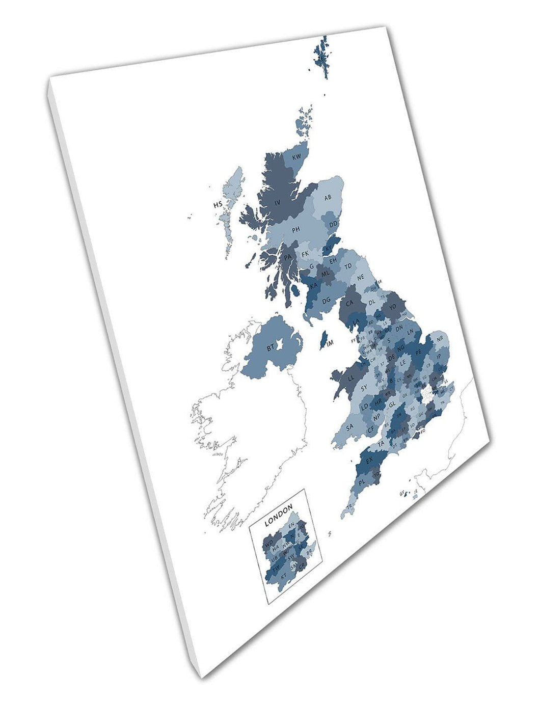 Postcode map of the United Kingdom Map Art Ready to Hang Canvas Wall Art Print Mounted Canvas print