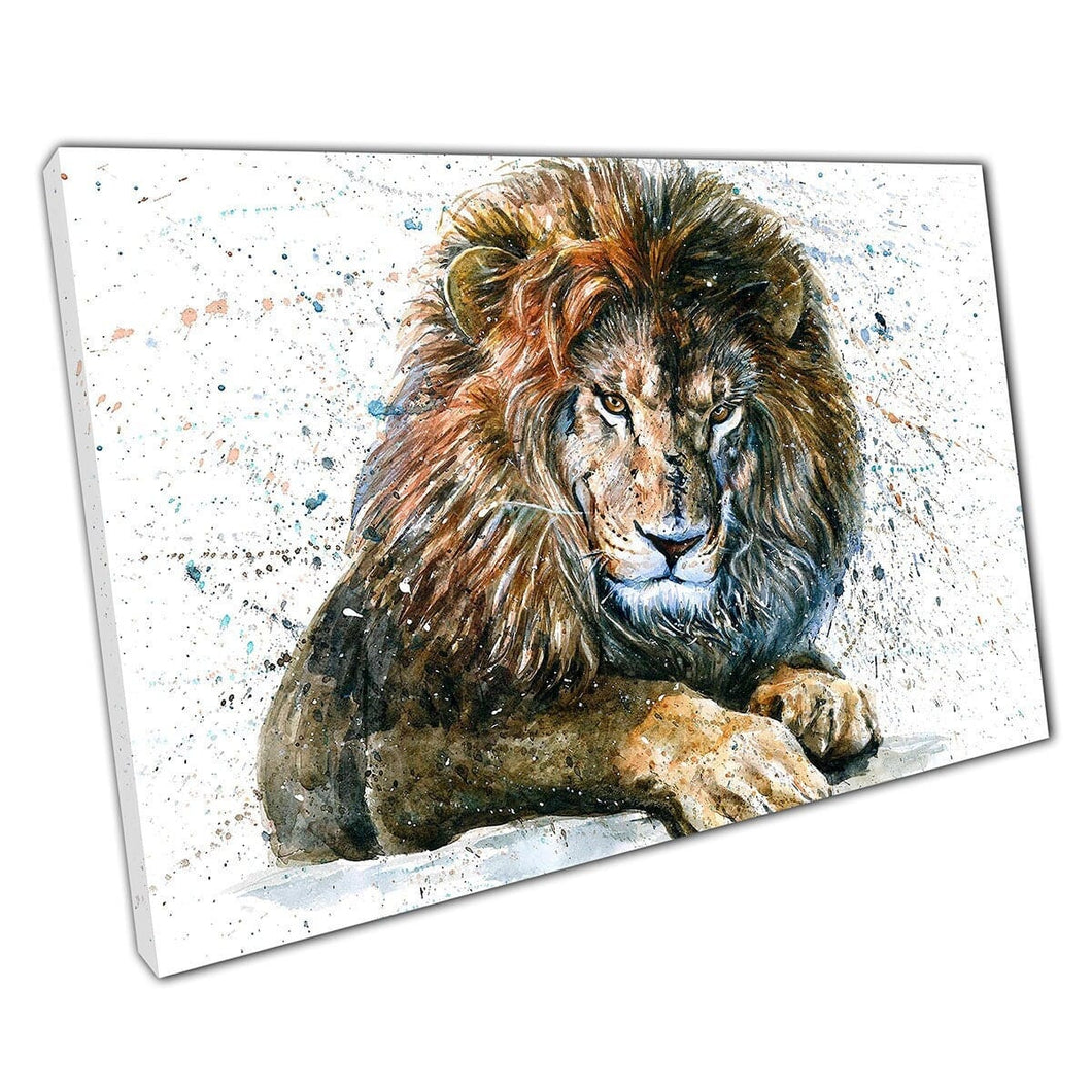 Waterverf volwassen mannelijke leeuw canvas muur kunst print op canvas gemonteerde canvas print
