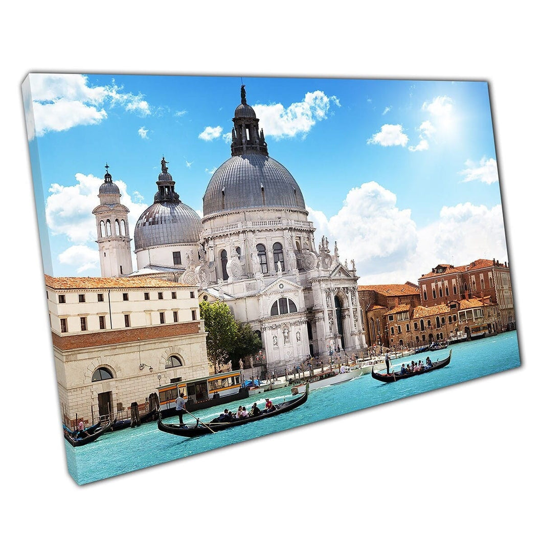 Grand Canal e Basilica Santa Maria Della Salute Venezia Italia Wall Art Stampa su tela di tela montata