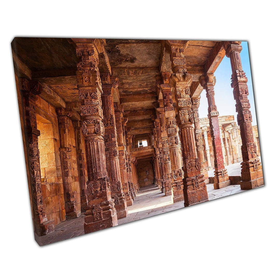 Ashoka Pillar Courtyard Of Quwwat-Ul-Islam Mosque Qutub Minar Complex Delhi India Wall Art Print On Canvas Mounted Canvas print
