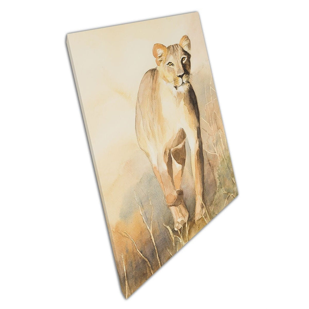 Prachtig aquarel schilderij van wilde leeuwinskruwing muurkunstafdruk op canvas gemonteerde canvas print