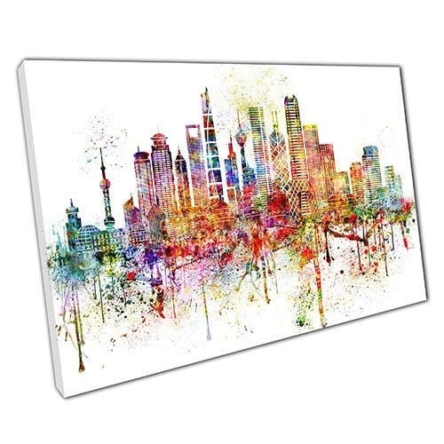 Print on Canvas Colourful Skyline landmarks CHINA Wall Art Print Mounted Canvas print
