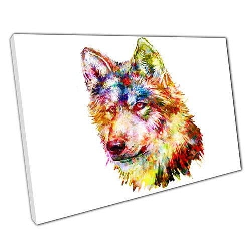 Afdrukken op canvas waterverfwolf klaar om canvas muur kunst te hangen, gemonteerde canvas print