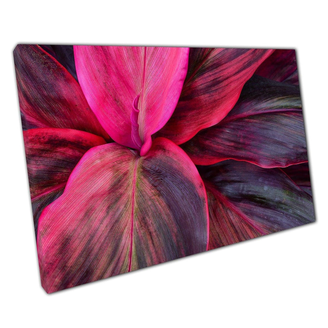 Grote roze paarse tropische Jungle gebladerte canvas muurkunst print op canvas gemonteerde canvas print