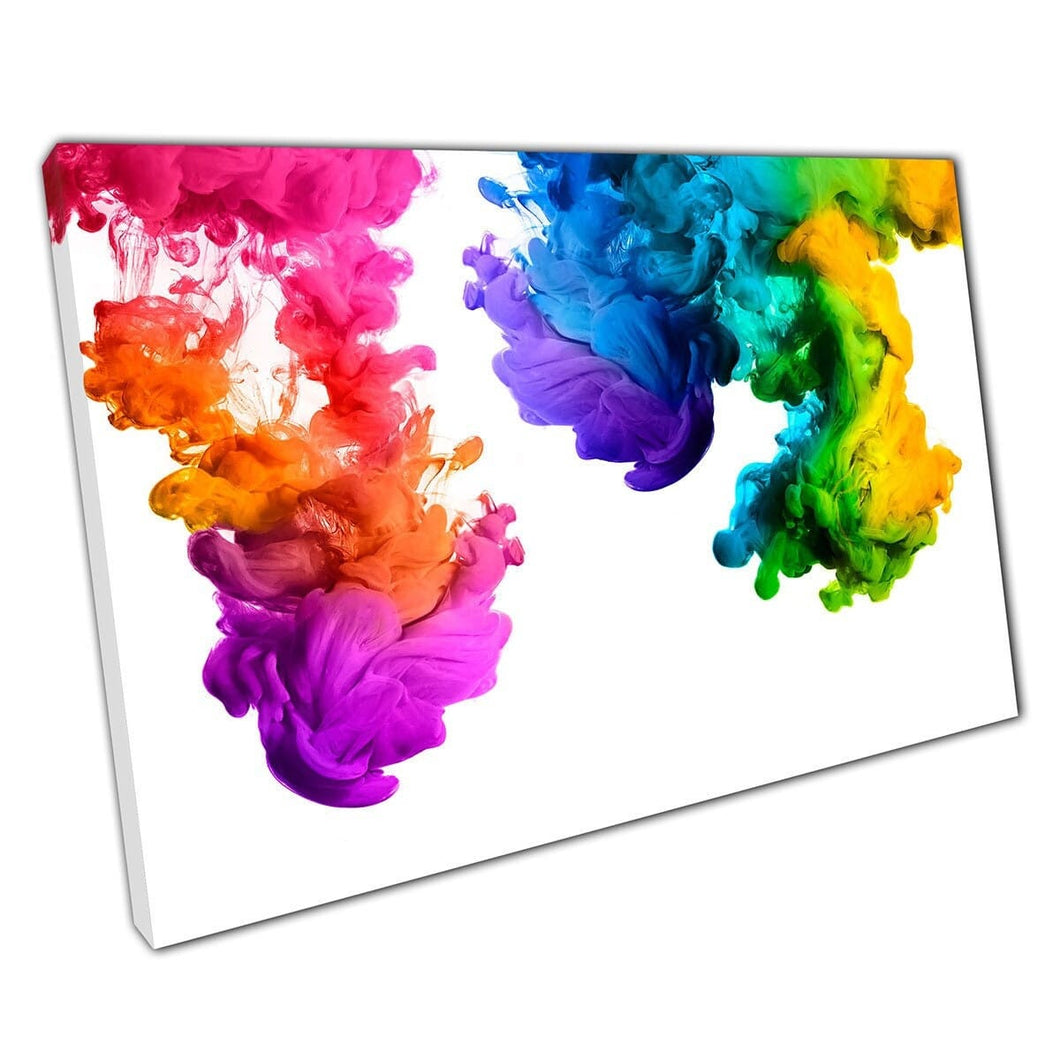 Prachtige levendige kleurrijke regenboog -inkt in water statement heldere abstracte fotografie muurkunst print op canvas gemonteerde canvas print