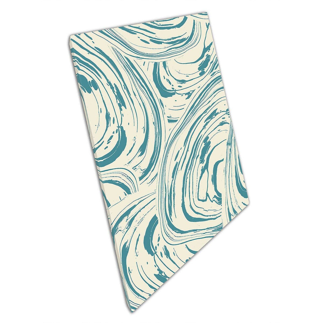 Minimalist Chic Cream Blue Swirling Flowing Abstract Marbling Style Artwork Wall Art Print On Canvas Mounted Canvas print