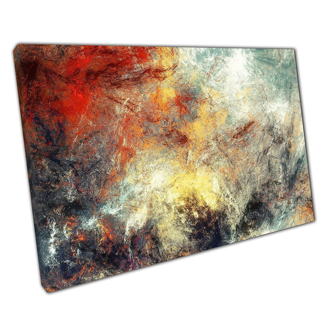 Fierige vulkanische rokerige ruwe levendige abstracte kleuren moderne hedendaagse geschilderde stijl muur kunstprint op canvas gemonteerde canvas print