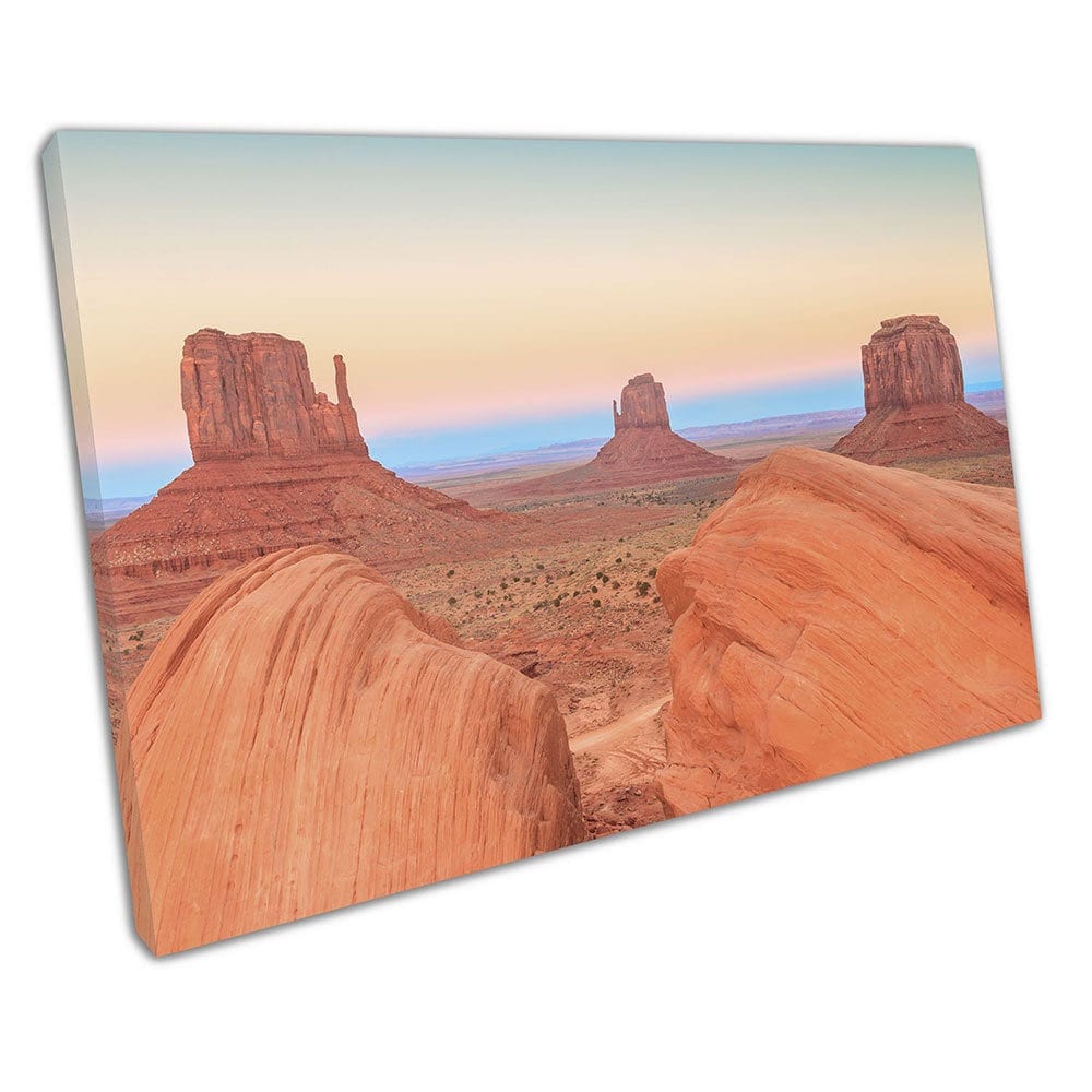 Monument Valley Red-Sand Desert Twilight Arizona Desert USA Klaar om muurwand te hangen Afdrukken gemonteerde canvas print