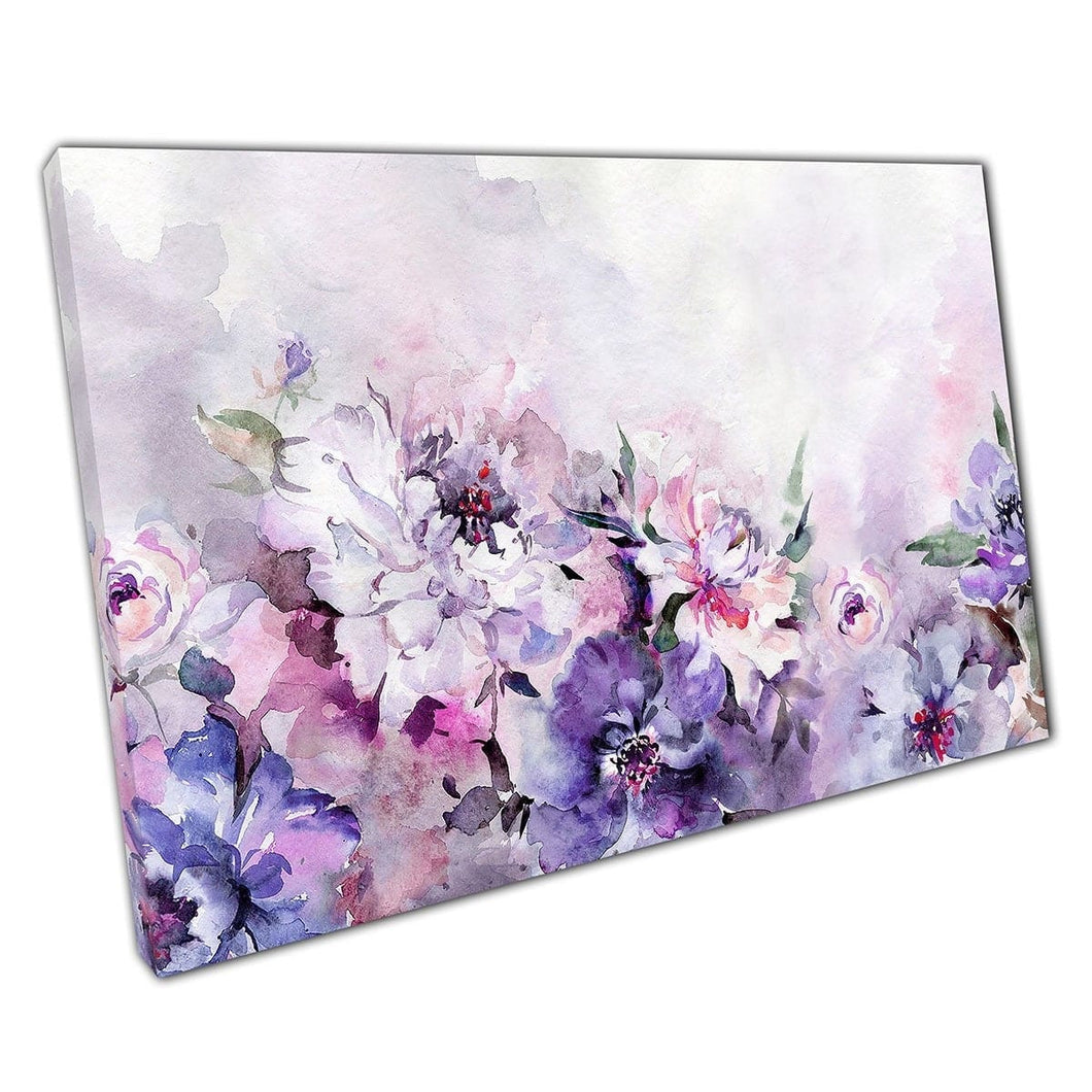 Mooie aquarel roze paarse tint pioen bloem bloembloem illustratie muur kunst print op canvas gemonteerde canvas print