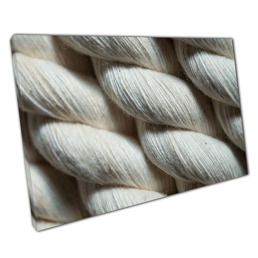 Natuurlijk katoenen touw ingezoomd in zicht textieltextuur Wall Art Print op canvas gemonteerde canvas print