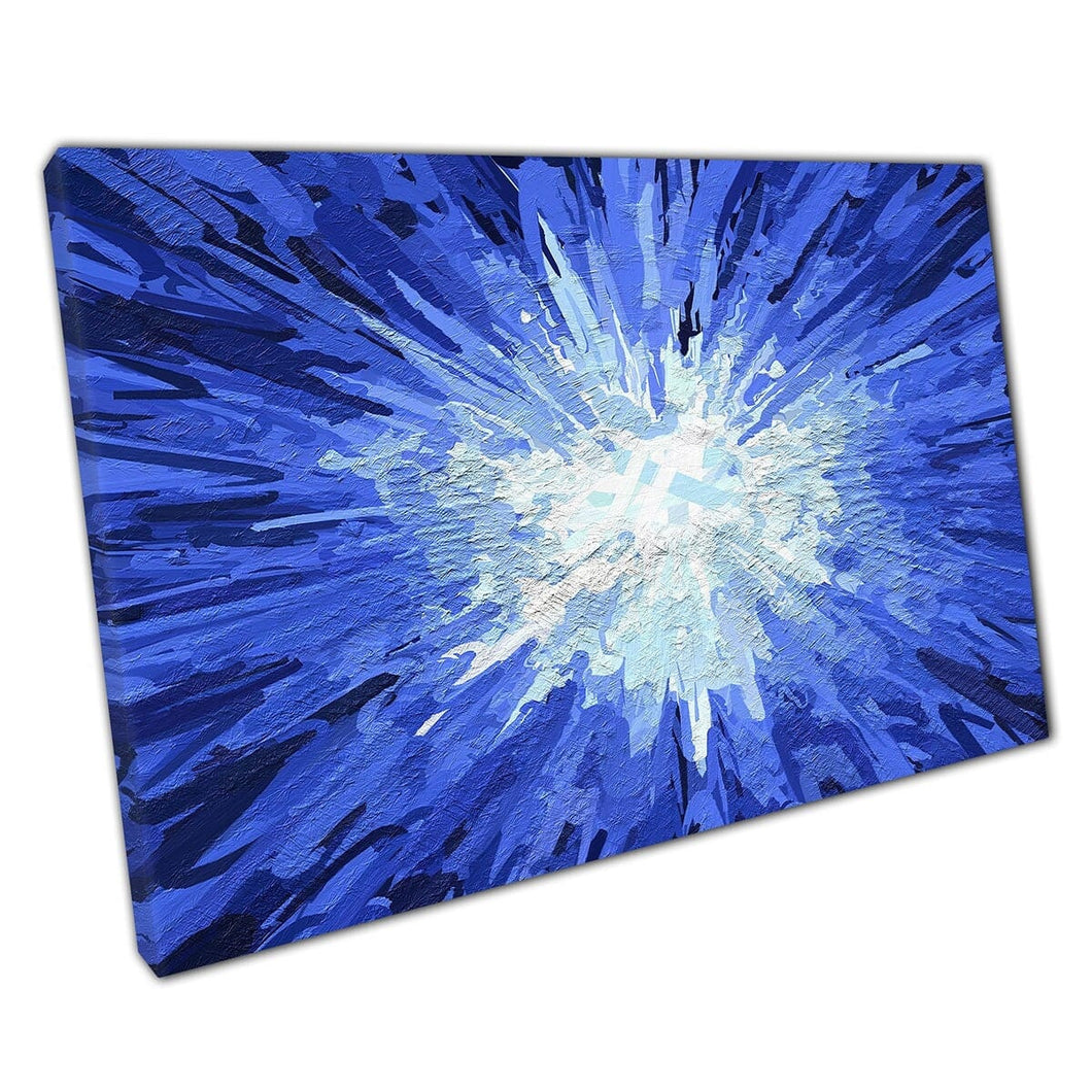 Abstract Shades Of Blue Explosion Textured Layered Paint Style Modern Contemporary Wall Art Print On Canvas Mounted Canvas print