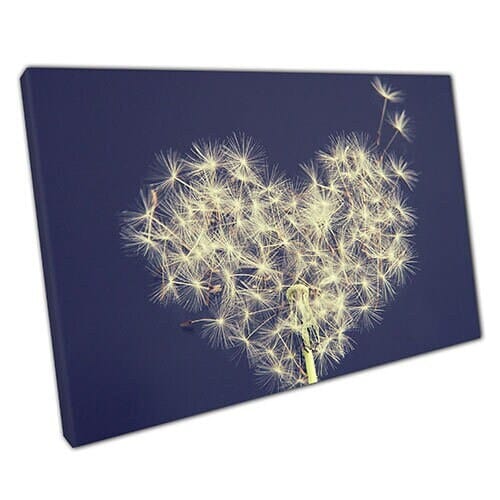 Print on Canvas Dandelion Love Heart Art Ready to Hang Wall Art Print Mounted Canvas print