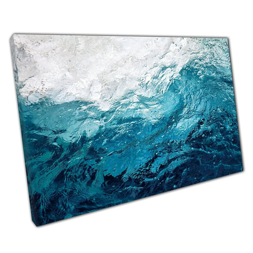Beautiful Abstract Photography View Of Seawater Ocean Tones Of Blue Water Rippling Wall Art Print On Canvas Mounted Canvas print