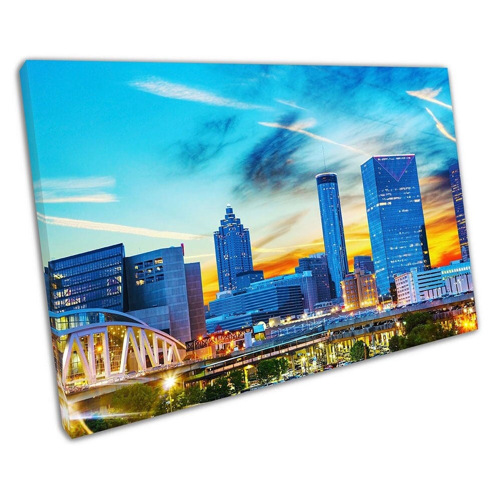 Downtown Atlanta Skyline City in Georgia USA CityScape Art klaar om muurwand te hangen afdrukken gemonteerd canvas print